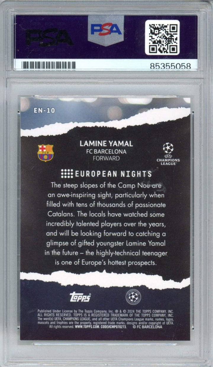 Graded 2023-24 Topps UCC Lamine Yamal #EN10 Rookie RC Card PSA/DNA Authentic