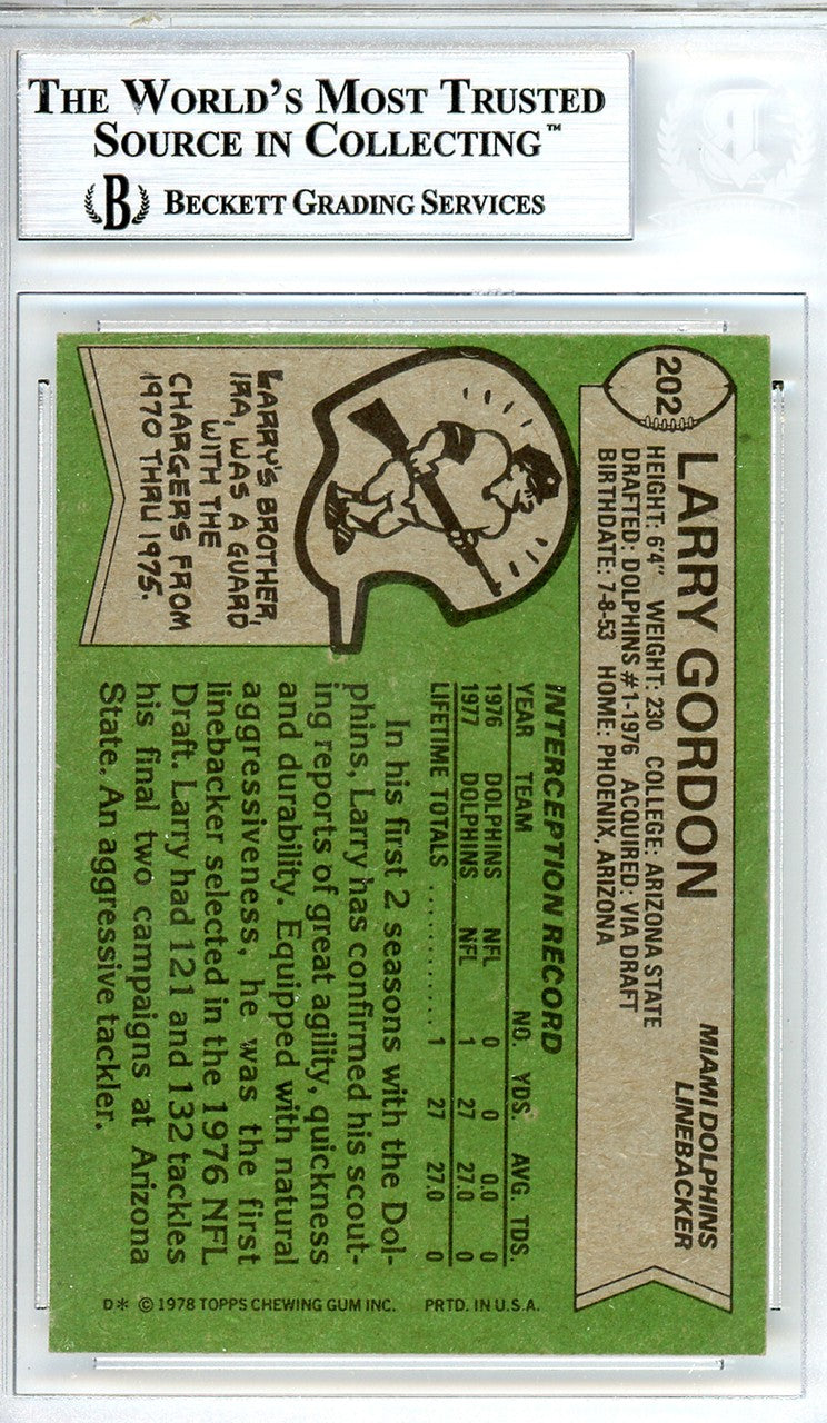 Larry Gordon Signed 1978 Topps Card 202 Miami Dolphins Beckett #10712033