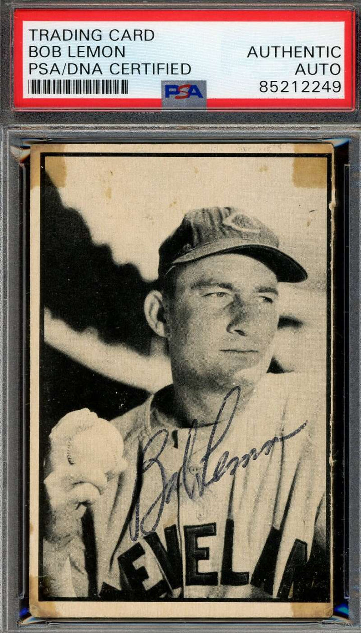Bob Lemon PSA DNA Vintage Signed 1953 Bowman Black White Autograph