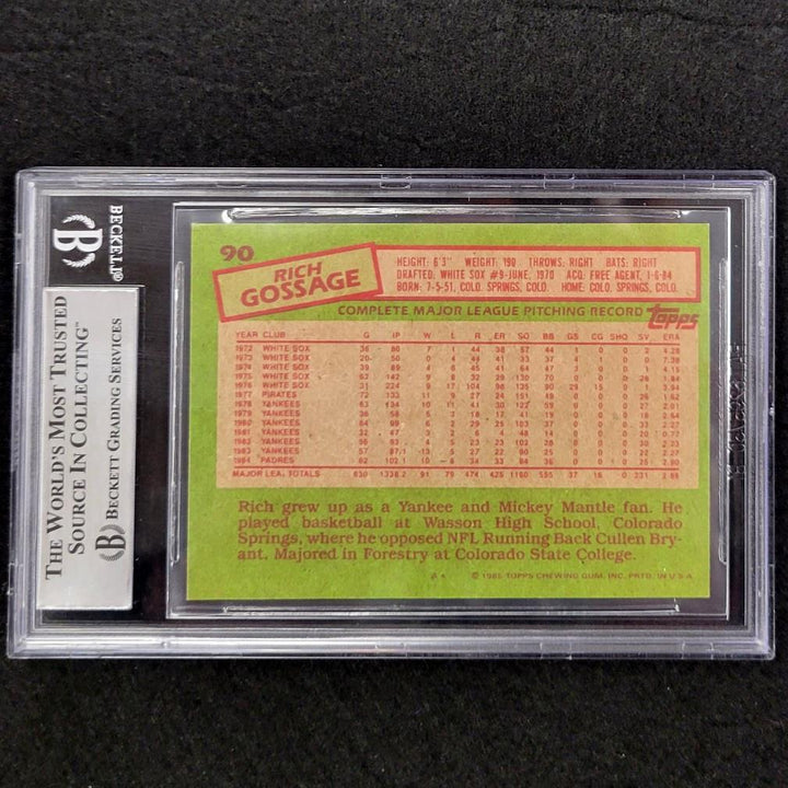 Rich Goose Gossage signed 1985 Topps #90 San Diego Padres card auto slab BAS