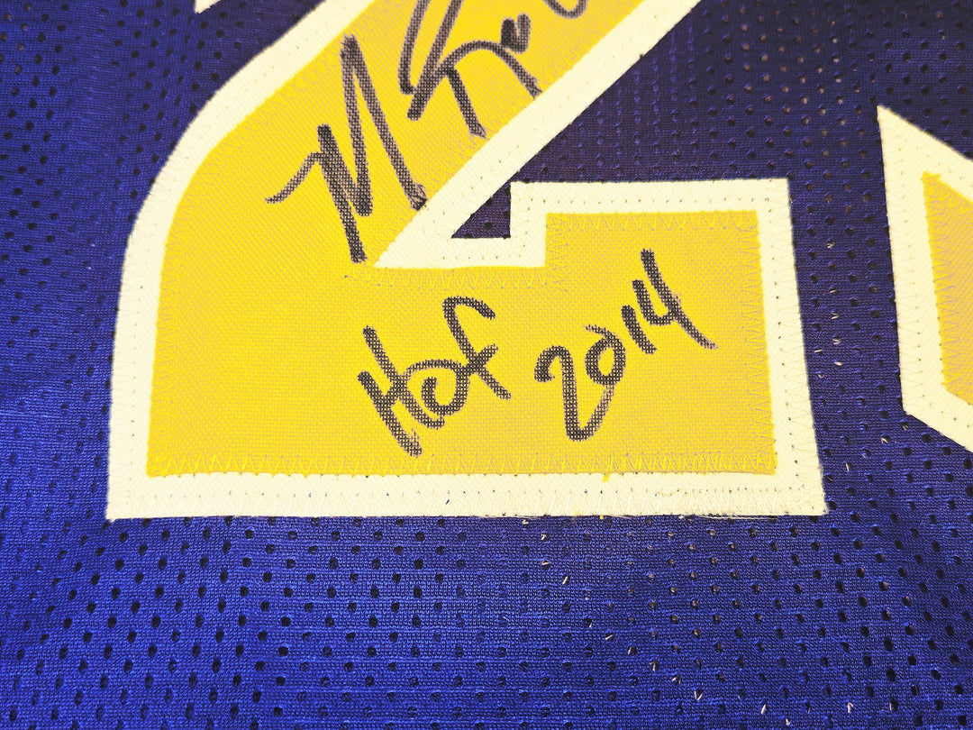 Golden State Warriors Mitch Richmond Signed Blue Jersey "HOF 2014" Beckett Wit