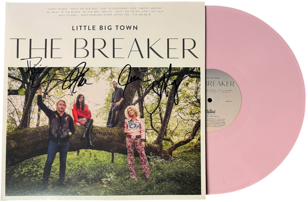 Little Big Town Band signed 2017 The Breaker Album Cover/LP/Baby Pink Record-COA