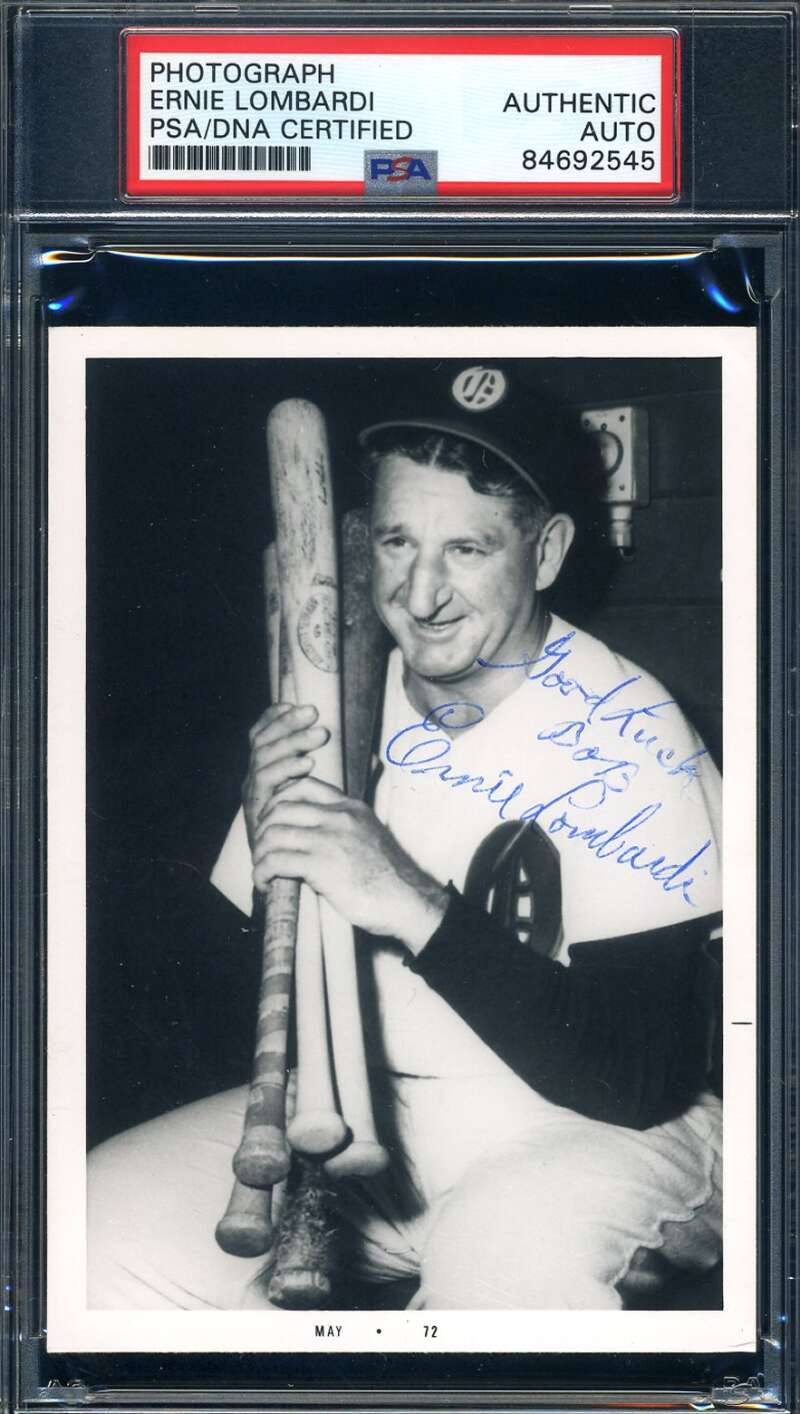 Ernie Lombardi PSA DNA Coa Signed Photo Cincinnati Reds Autograph