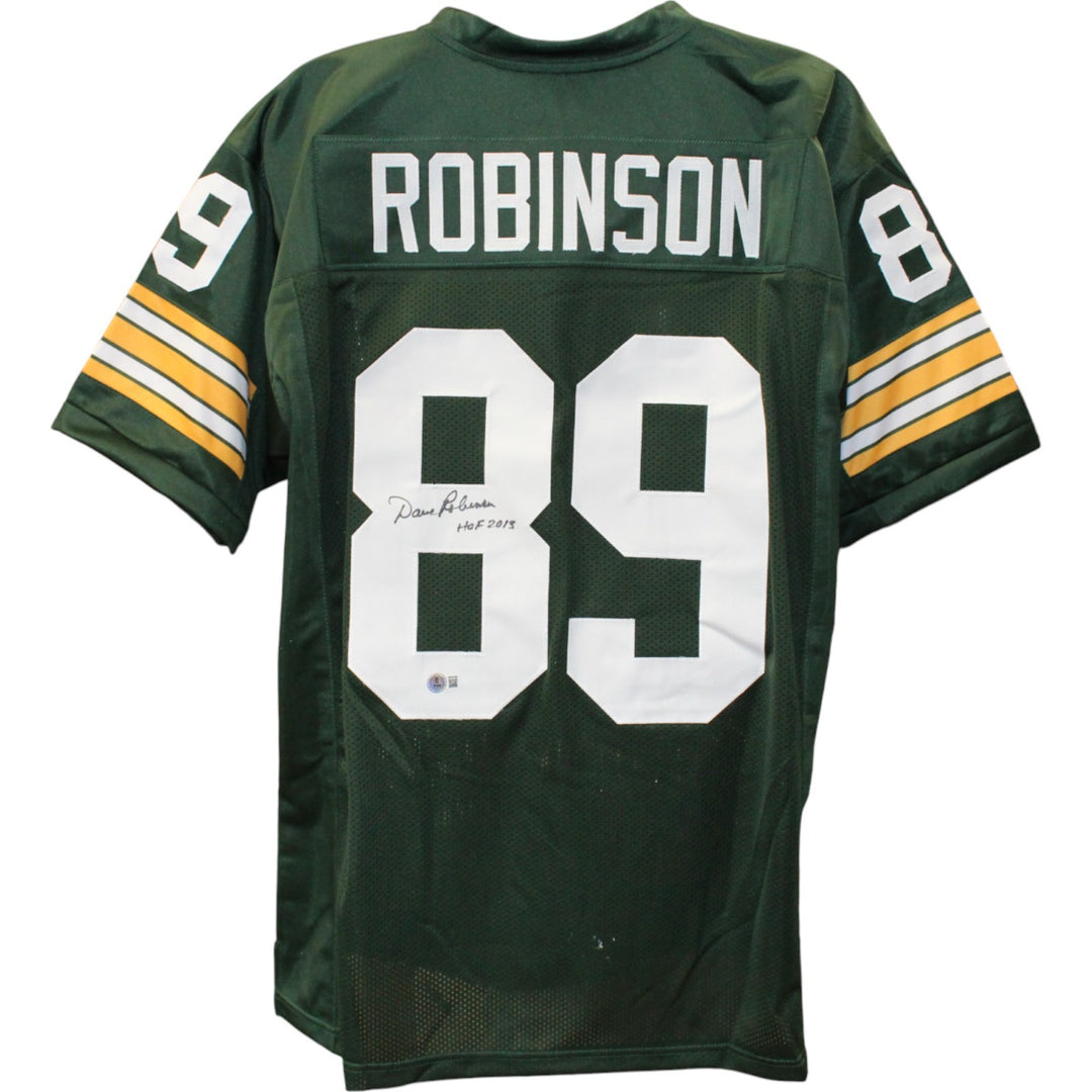 Dave Robinson Autographed Pro Style sz XL Green Jersey HOF Beckett Witness 51033