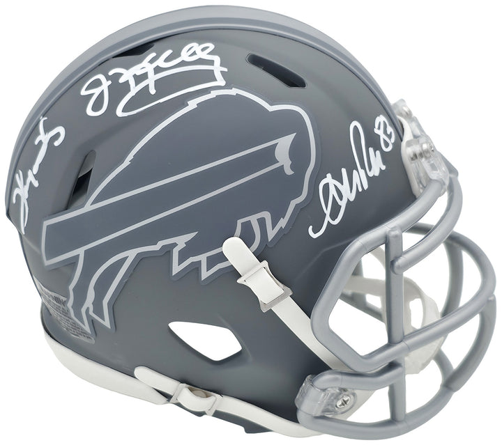 Jim Kelly Thurman Thomas Andre Reed Auto Bills Slate Gray Speed Mini Helmet BAS