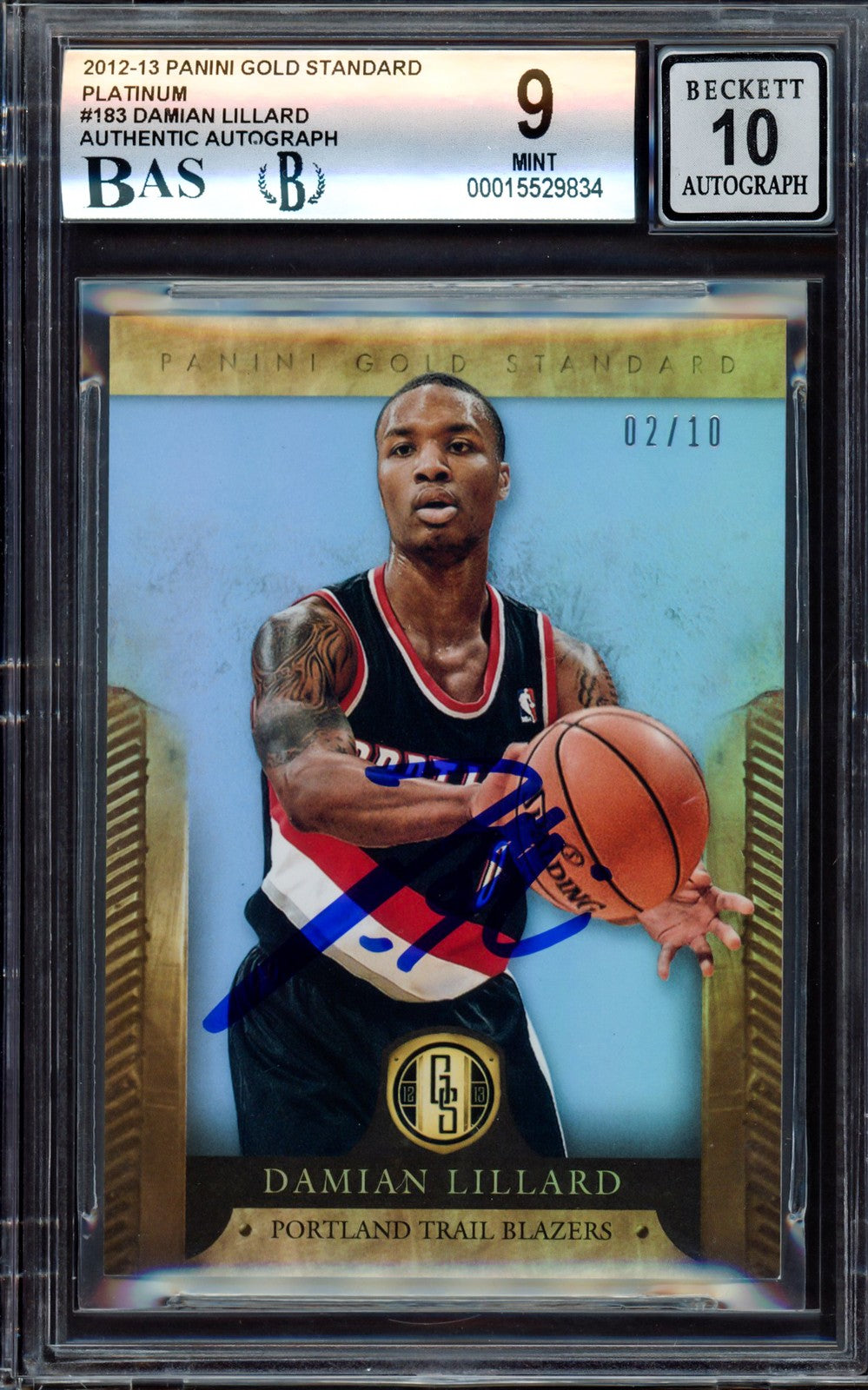 Damian Lillard Auto 2012-13 Panini Gold Standard Platinum RC 183 BGS 9 Sig10 /10