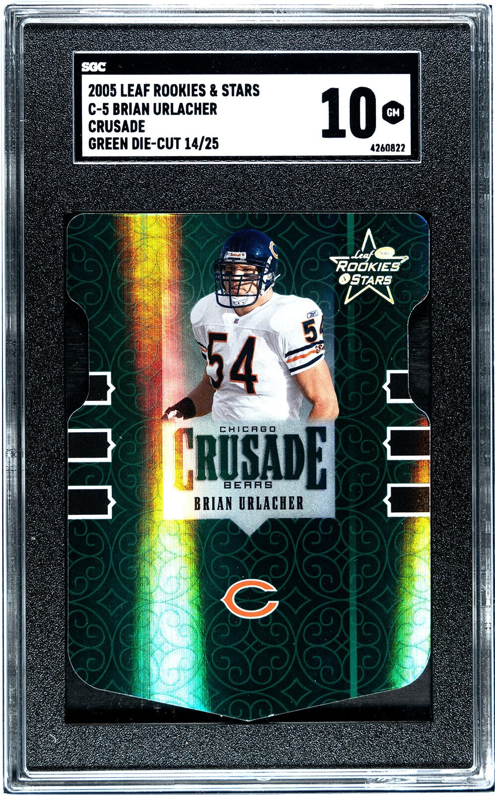 Brian Urlacher 2005 Leaf R & S Green Die-Cut Crusade RC Card /25 - SGC Graded 10