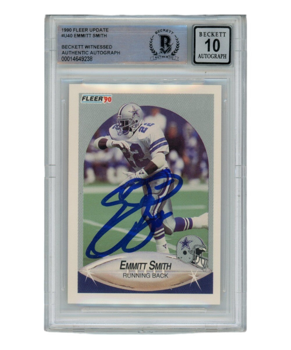 Emmitt Smith Autographed 1990 Fleer U-40 Card Grade 10 Auto Beckett 39447