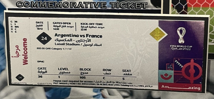 Lionel Messi Framed 3D Photo Facsimile Auto Argentina 2022 World Cup Rep Ticket