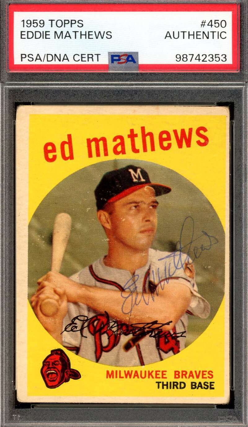 Eddie Mathews PSA DNA Vintage Signed 1959 Topps Autograph