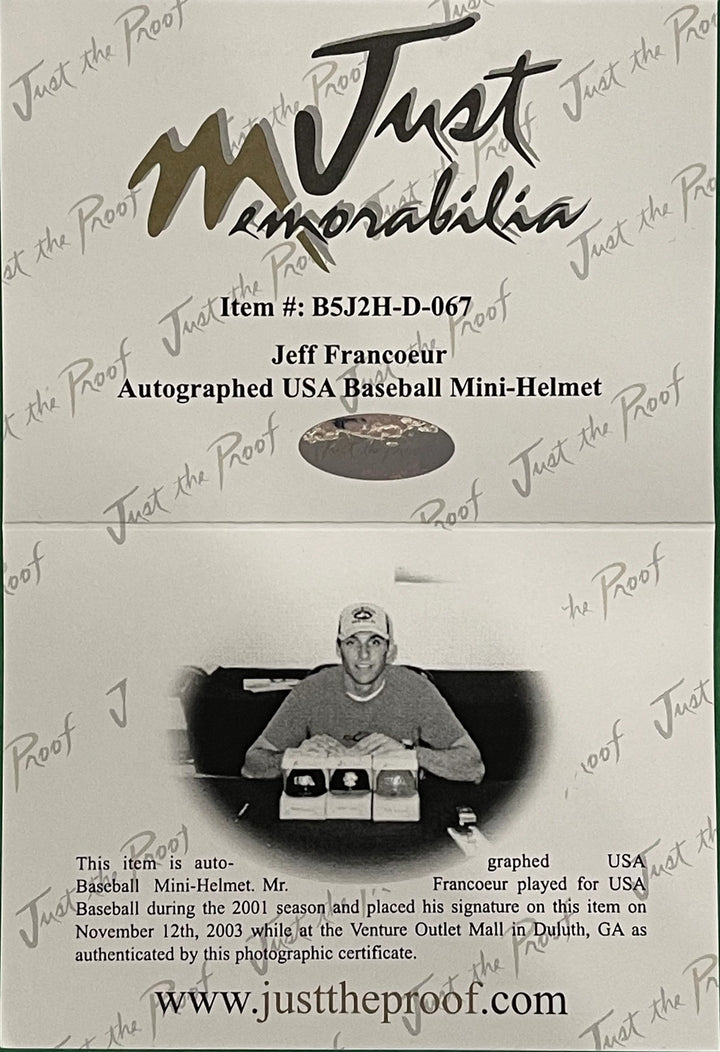 Jeff Francoeur Autographed Team USA Mini Helmet