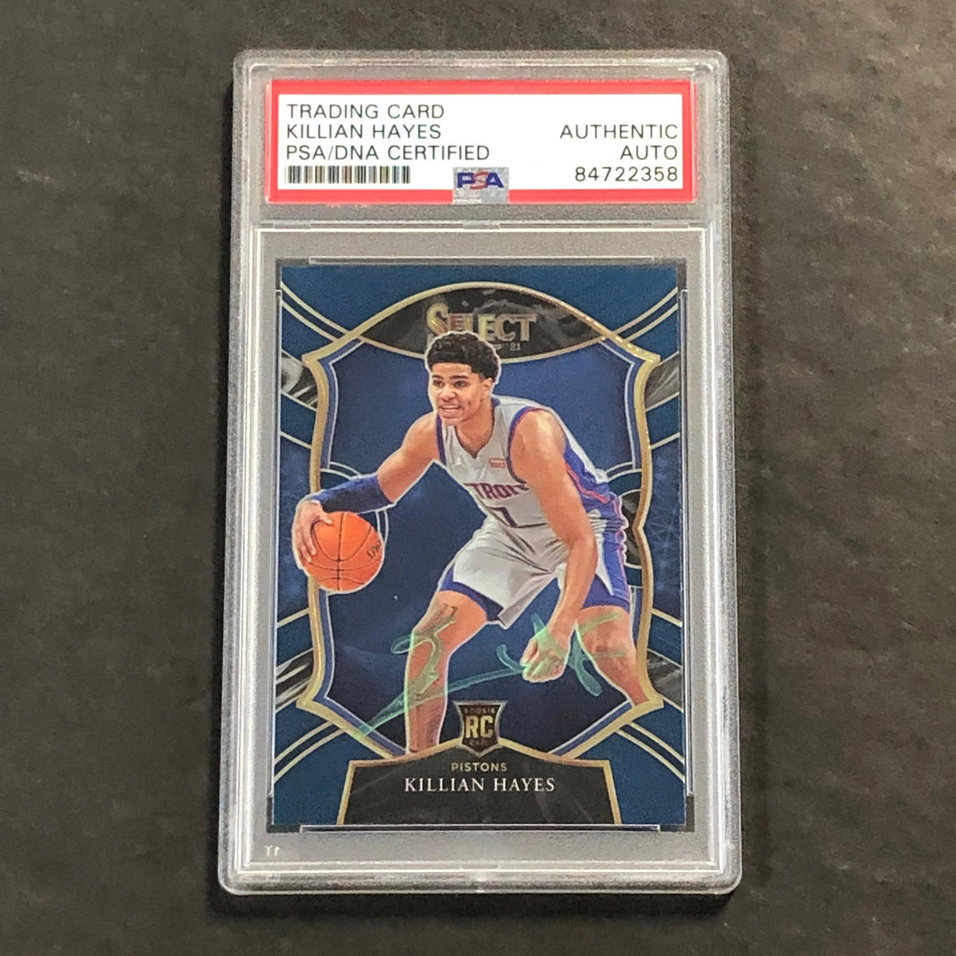 2020-21 Panini Select #67 Killian Hayes Signed Card AUTO PSA Slabbed RC Pistons