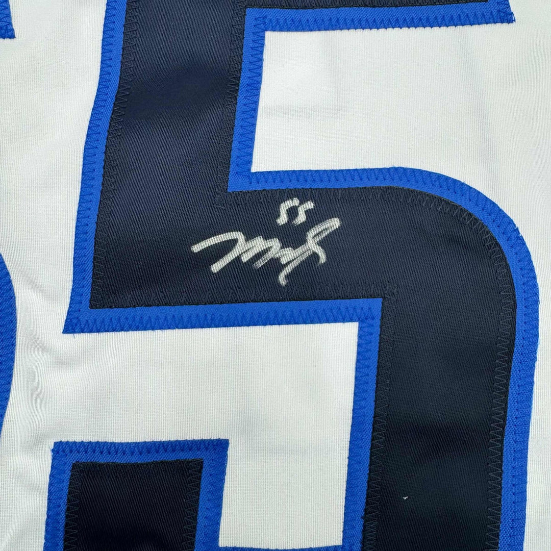 Framed Signed Mark Scheifele 35x39 Winnipeg White Jersey JSA COA
