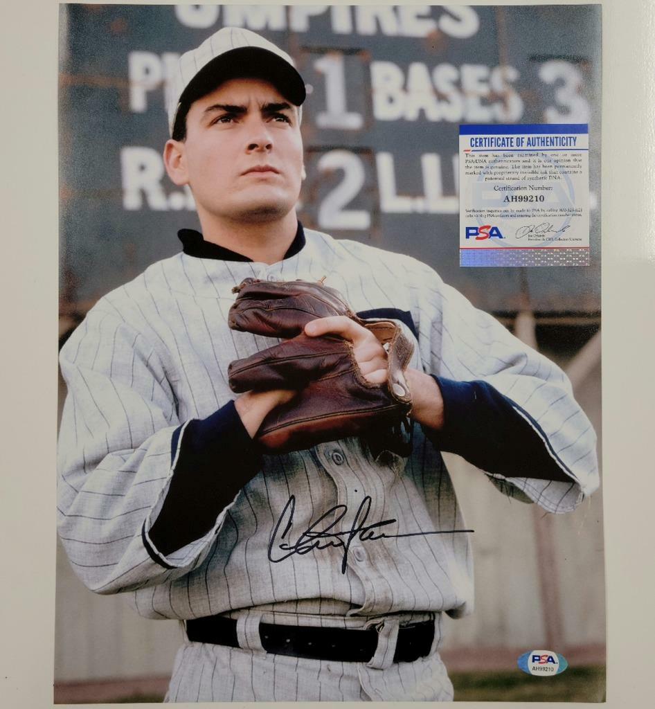 Charlie Sheen signed Eight Men Out 11x14 photo autograph ~ PSA/DNA COA