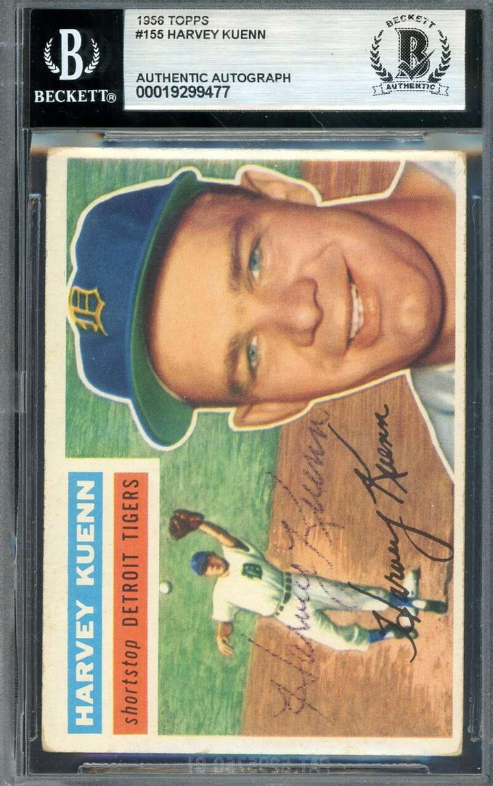 Harvey Kuenn Beckett BAS Vintage Signed 1956 Topps Autograph Tigers