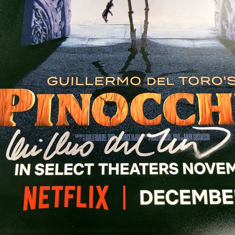 Guillermo del Toro signed Pinocchio 12x18 photo poster autograph (C) Beckett BAS