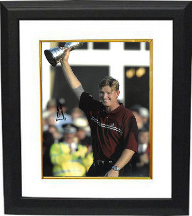 Ernie Els signed PGA 11x14 Photo Framed (w/ Trophy at 2002 Open Championship)