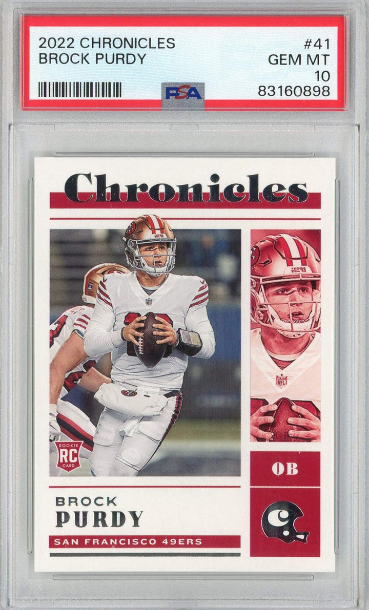 Graded 2022 Panini Chronicles Brock Purdy #41 Rookie RC Football Card PSA 10 Gem