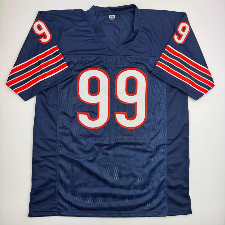 Autographed/Signed DAN HAMPTON HOF 2002 Chicago Blue Jersey JSA COA