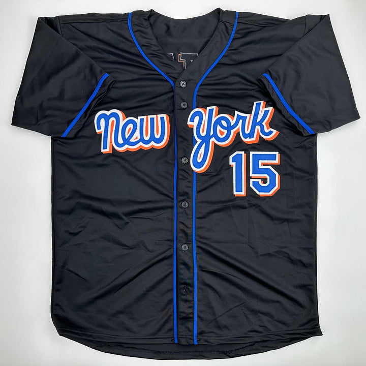 Facsimile Autographed Carlos Beltran New York Black Reprint Jersey Size Men's XL