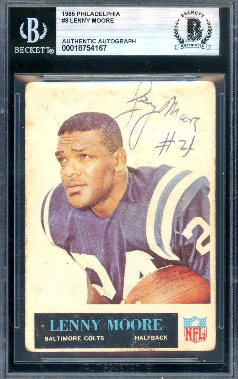 Lenny Moore Beckett BAS Vintage Signed 1965 Philadelphia Autograph Colts