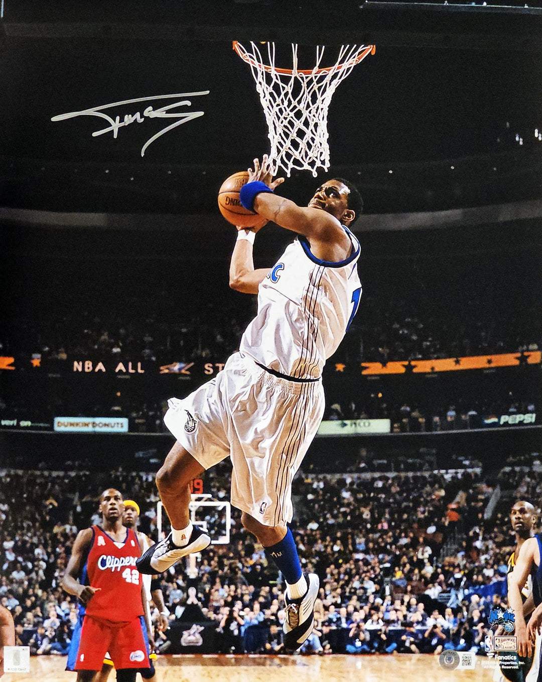 Tracy McGrady Signed 16x20 Photo Orlando Magic Dunk Beckett BAS Witness