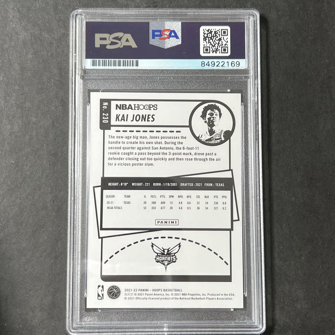 2021-22 Panini NBA Hoops #230 Kai Jones Signed AUTO 10 PSA Slabbed Hornets