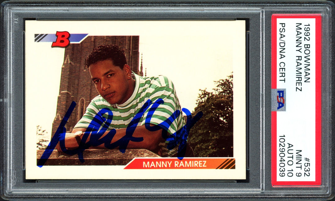Manny Ramirez Auto 1992 Bowman RC 532 Cleveland Indians PSA 9 Auto GM 10 PSA/DNA