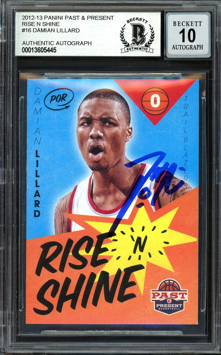 Damian Lillard Auto 2012-13 Panini Past Present Rise Shine RC 16 Sig 10 Beckett