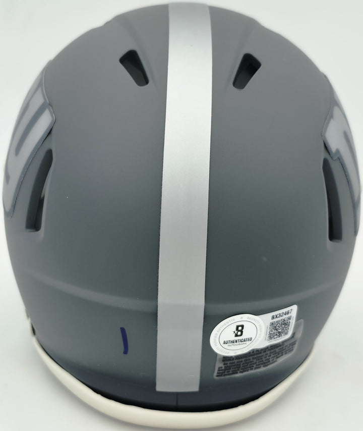 Cam Skattebo Signed Giants Slate Gray Mini Helmet Beckett QR