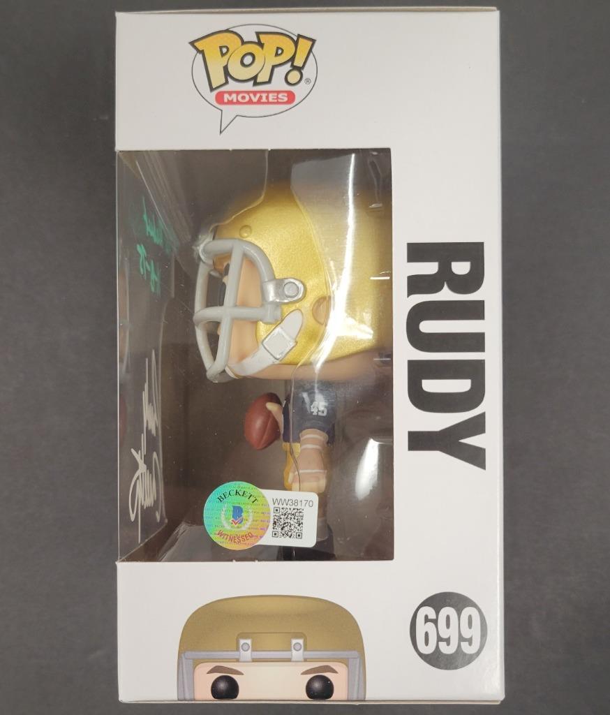 Rudy Ruettiger signed "ND Debut 11-8-75" Funko Pop ~ BAS Beckett Witness Holo
