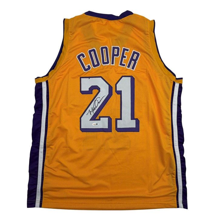 Autographed/Signed Michael Cooper Los Angeles Yellow Jersey JSA COA