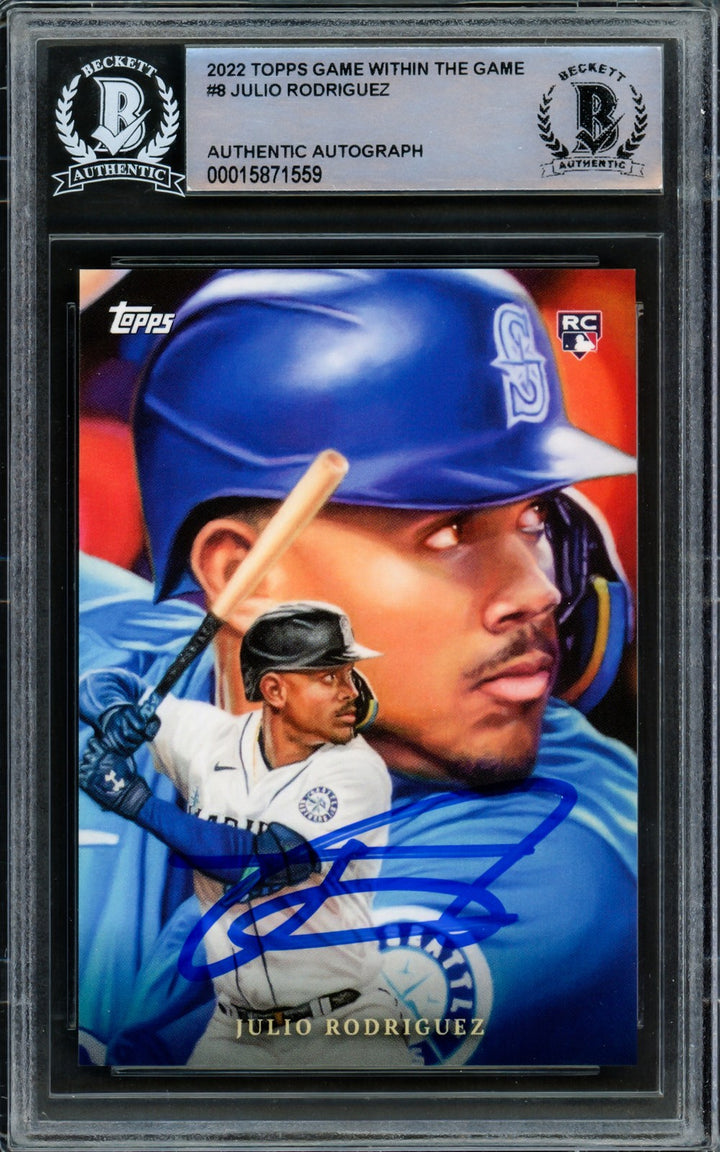 Julio Rodriguez Signed 2022 Topps Game Within The Game RC 8 Mariners Beckett