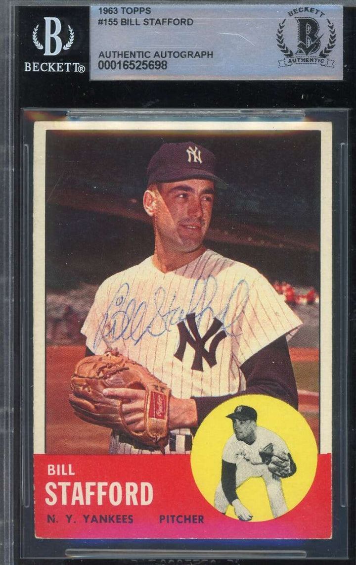 Bill Stafford Beckett BAS Signed 1963 Topps Autographed