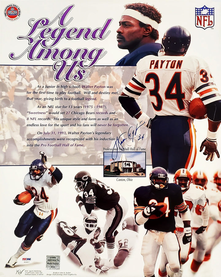Walter Payton Signed Framed 16x20 Photo Chicago Bears PSA/DNA