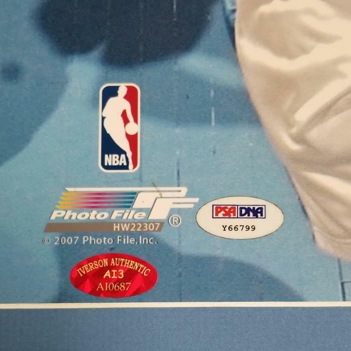 Allen Iverson signed Matted 11x15 Photo Denver Nuggets Auto ~ PSA Sticker NO COA