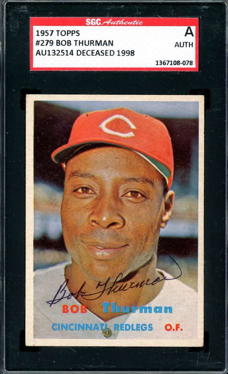 Bob Thurman SGC Coa Signed 1957 Topps Autograph