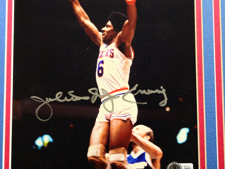 Julius "Dr. J" Erving Signed Framed 8x10 Photo 76ers Beckett #BM37813