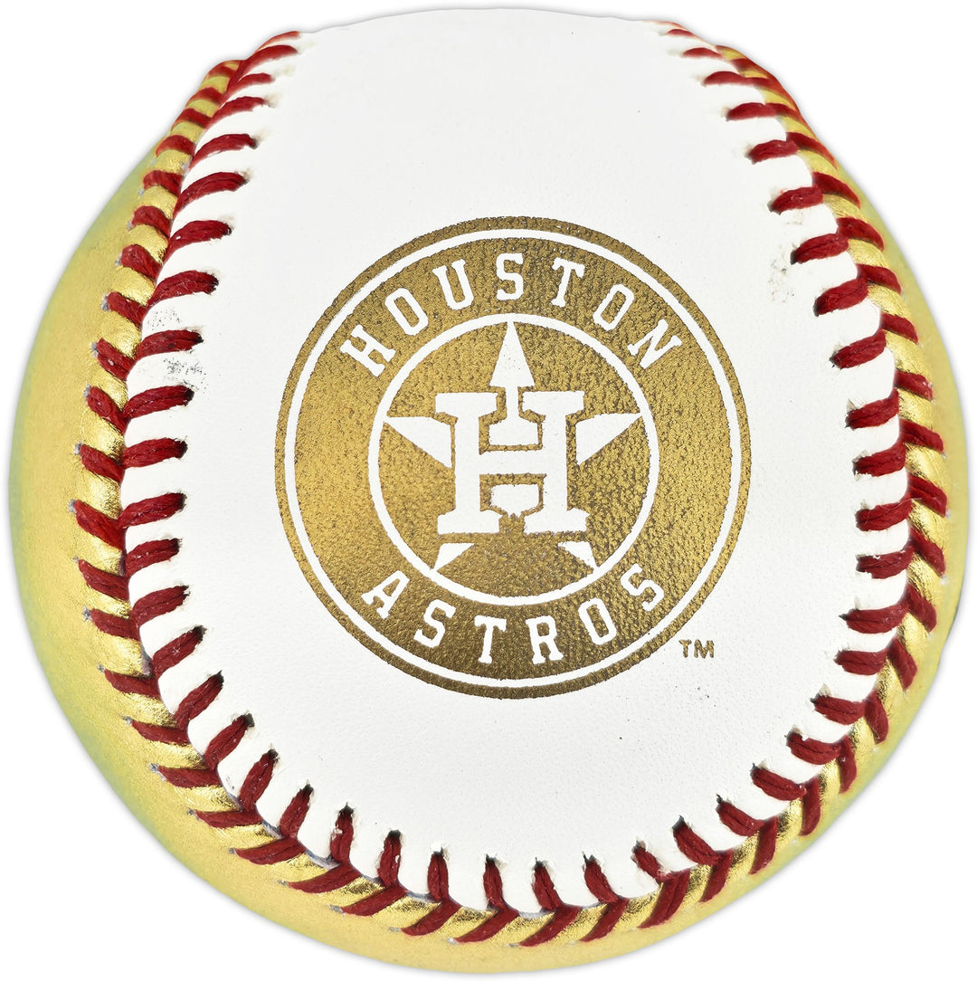 Framber Valdez Auto Off. Gold 2022 WS Logo Baseball Astros Beckett Wit W539261