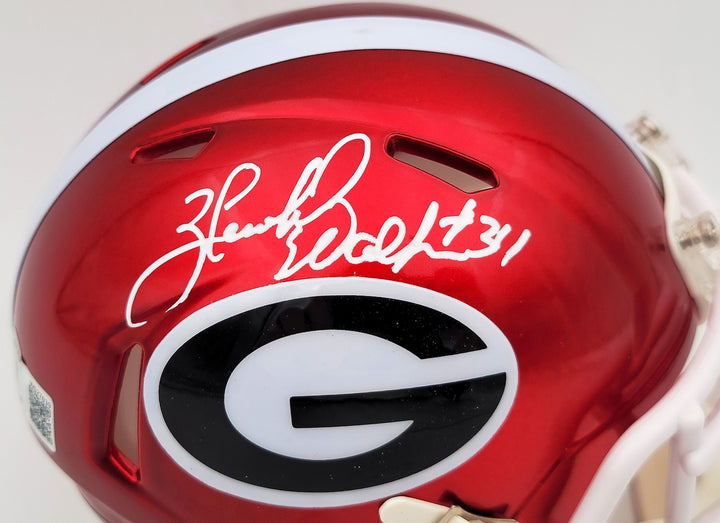 Herschel Walker Auto Signed Georgia Bulldogs Flash Red Speed Mini Helmet Beckett