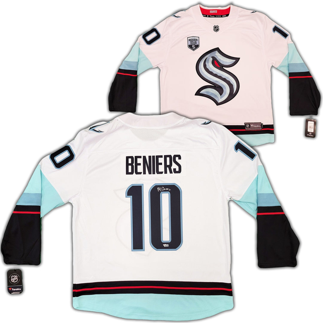 Seattle Kraken Matty Beniers Auto White Fanatics Jersey XL Inaugural Fanatics