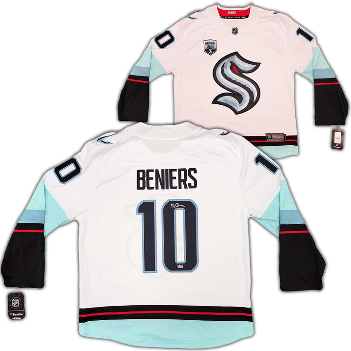 Seattle Kraken Matty Beniers Auto White Fanatics Jersey XL Inaugural Fanatics