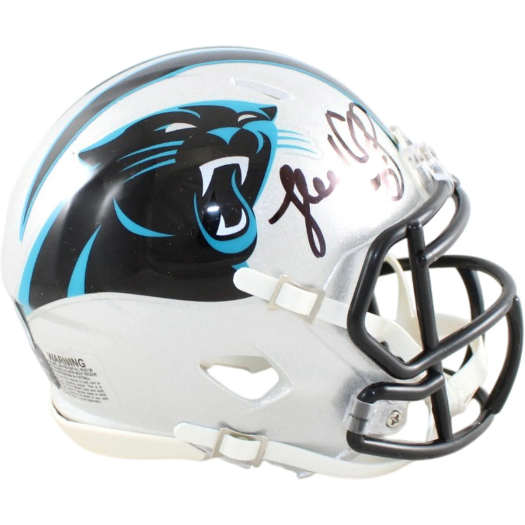 Luke Kuechly Autographed/Signed Carolina Panthers Mini Helmet Beckett WIT 58679