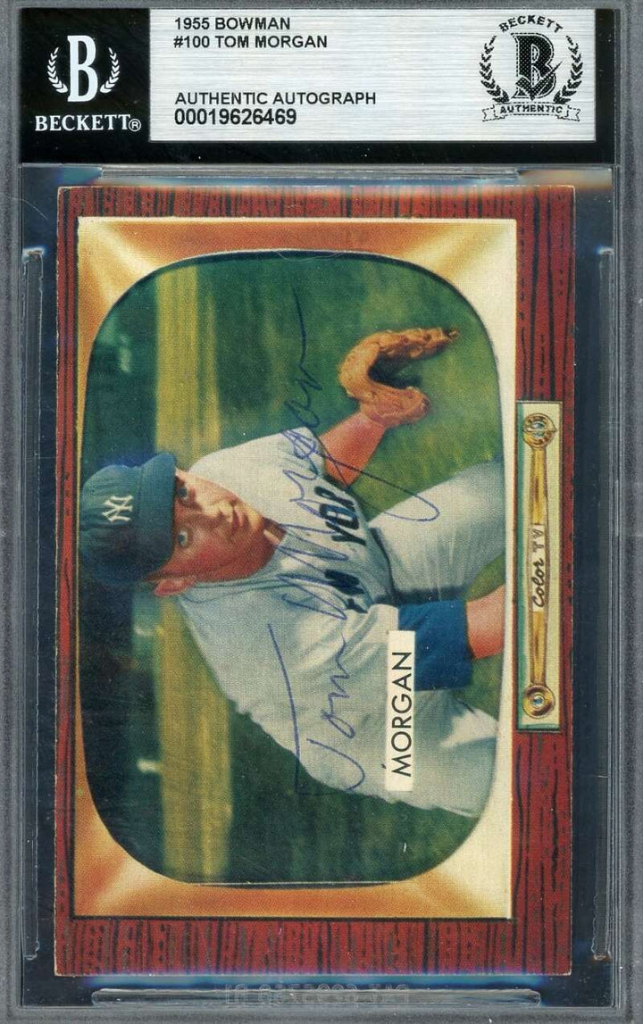 Tom Morgan Beckett BAS Vintage Signed 1955 Bowman Autograph Yankees