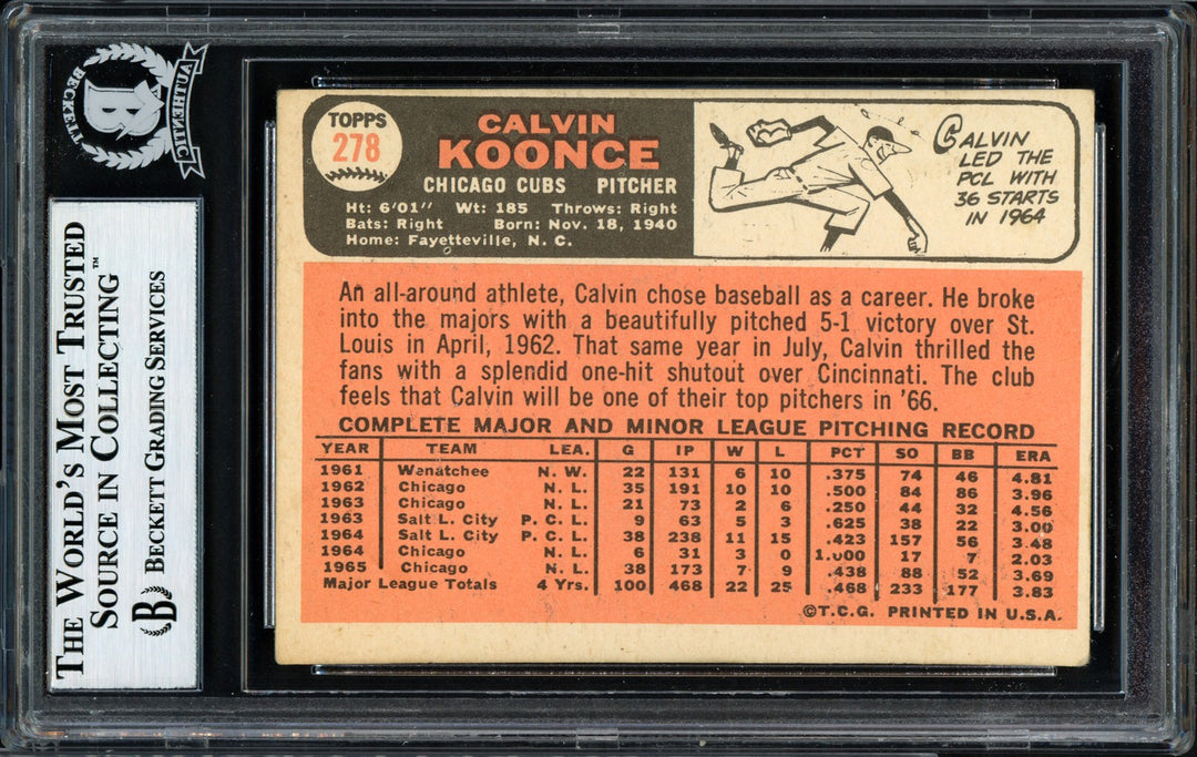 Cal Koonce Signed 1966 Topps Card #278 Chicago Cubs Beckett BAS #12057066