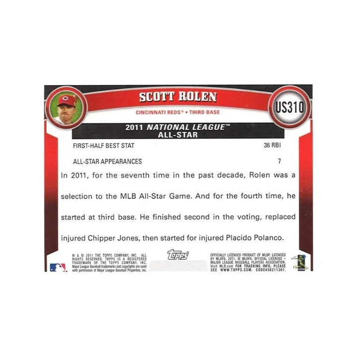 2011 Topps Update Series Scott Rolen Platinum Diamond Anniversary Autograph (CX Auth)