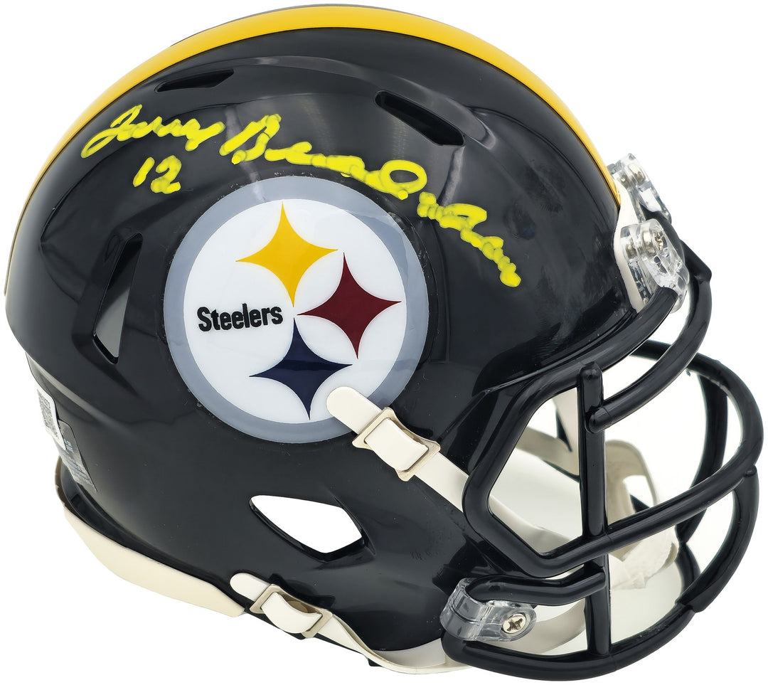 Terry Bradshaw Signed Pittsburgh Steelers Black Speed Mini Helmet Beckett Wit