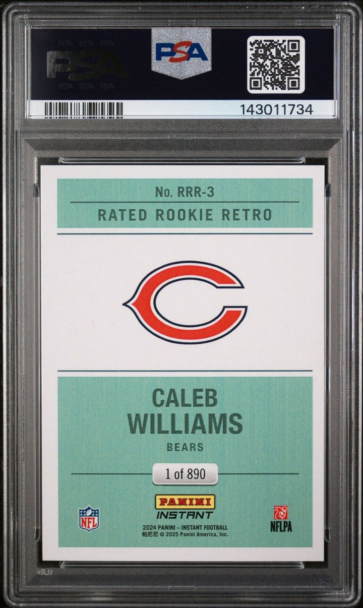 Graded 2024 Panini Instant NFL Caleb Williams RRR3 Rated Rookie Retro RC PSA 10