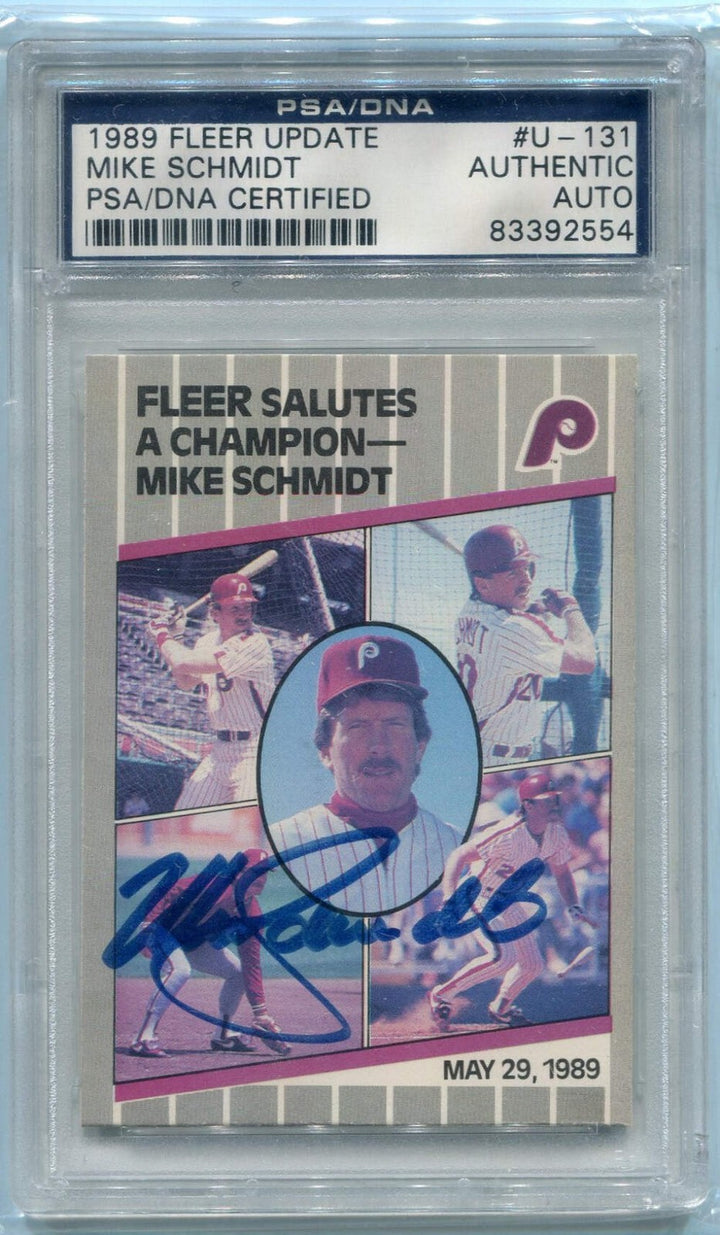 Mike Schmidt 1989 Fleer Update Autographed Card PSA/DNA Certified