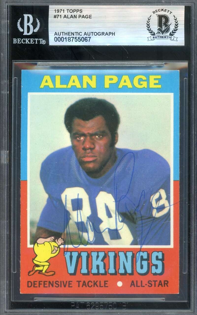 Alan Page Beckett Vintage BAS Signed 1971 Topps Autograph Vikings